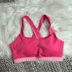 Adidas Women's Pink Sports Bra Cross Back Large